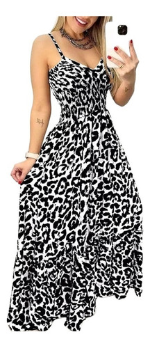 Vestido Largo Sexy De Talla Grande Con Estampado De Leopardo