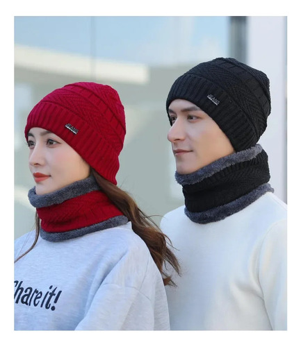Conjunto De Gorro De Invierno De Punto Y Bufanda, Forro Pola