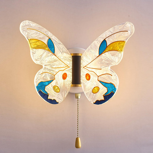 Aplique Pared Mariposa Luz Nocturna Moderna Cristal Lampara