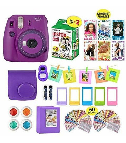 Cámara Fujifilm Instax Mini 9 Púrpura 20 Hojas Instantáne