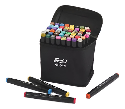 Canetinhas Marcador Escolar Com Ponta Dupla 48 Cores Bolsa Multi Cor