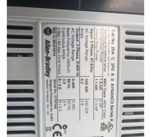 Powerflex70 20ac3p5a0aynanc0 (Usado)