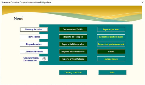 Sistema De Información Gestión De Compras Invictus - Excel -