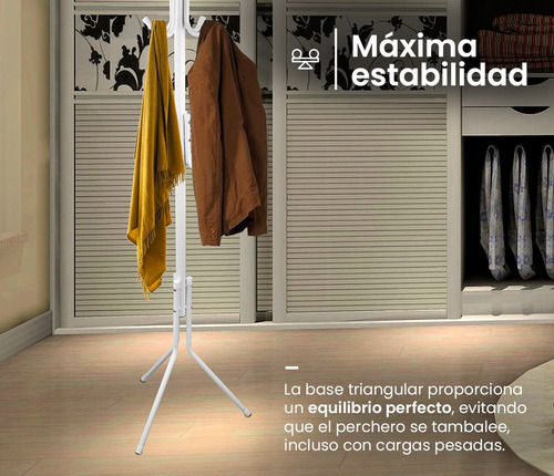 Perchero Pie 12 Ganchos Colgar Ropa Reforzado Moderno Hierro Känn Livet KL-Arbor Color Blanco