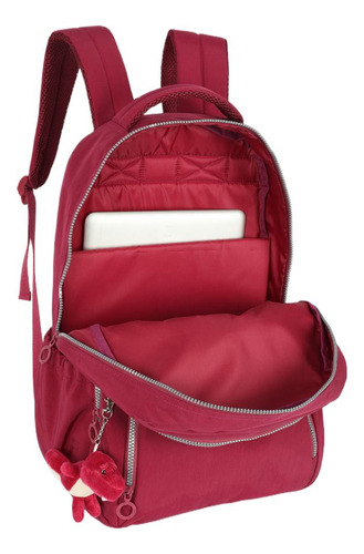 Mochila Classica De Costas Crinkle Dino Up4you Cor Vinho Desenho Do Tecido Liso