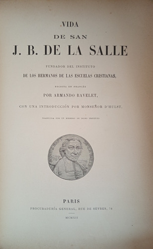 Ravelet Vida De J B De La Salle 1912 C38 (Usado)