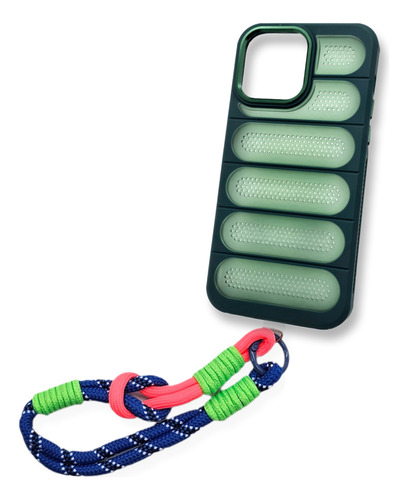 Funda Para Iphone 15 Pro Max Con Correa + Mica + Envio Gb07 Azul