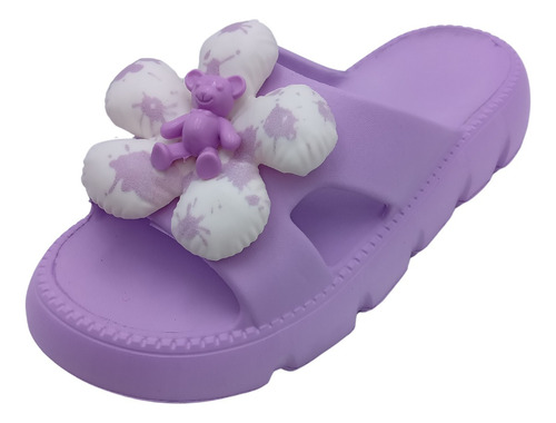 Sandalia Dama Juvenil Moda Osito Flor Ligera Tallas 23 Al 26