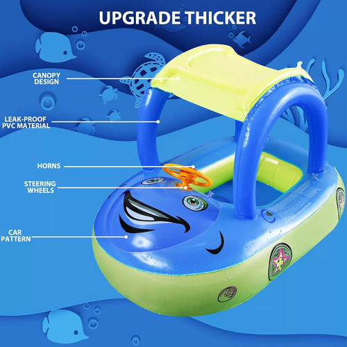 Anillo Flotante De Automóvil Inflable Para Niños Con Techo B