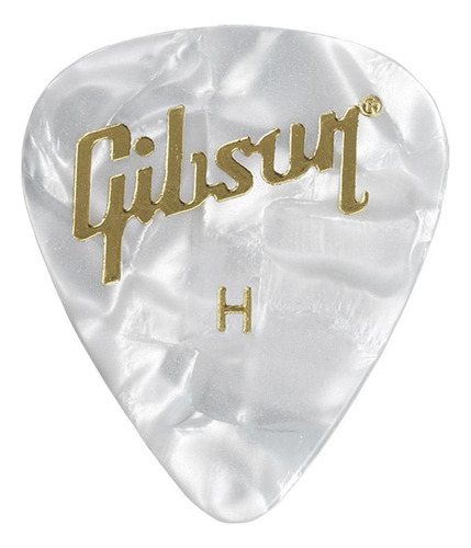 Palheta Gibson Pearloid Pesada Heavy Branca 12 Unidades