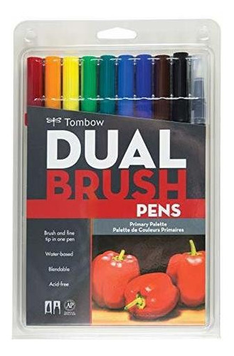 Tombow, Dual Brush Pen, Art Markers, Primary, 9 Y 1 Blender