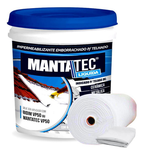 Kit Manta Liquida Branca 4kg + 5m Bidim Impermeabilizante