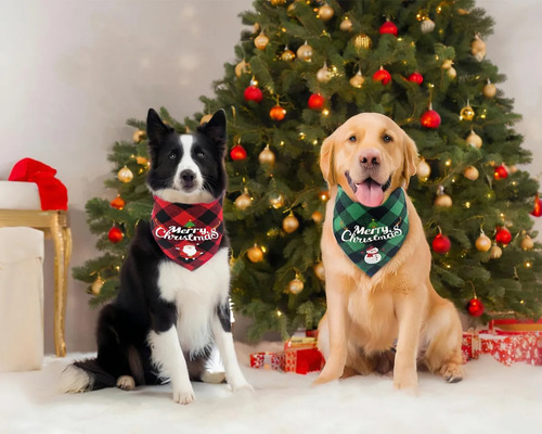 2 Pañuelos Navidad Para Perro, Bufanda Para Perro Navideño,