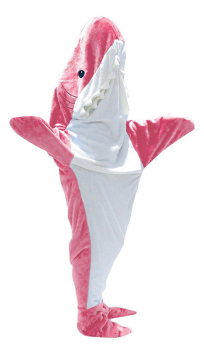 Pijama Rosa Con Capucha En Forma De Tiburón Para Adultos Y N