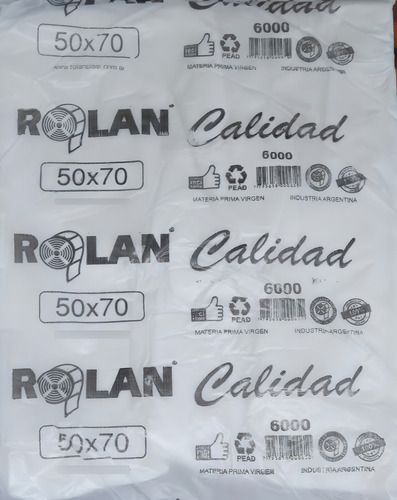 Bolsa de camiseta reforçada 50x70 e 6000 x 5 unidades. Rolan