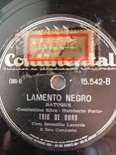 Lp 78 Rpm Trio De Ouro Lamento Negro/francisco Alves E Dalva (Usado)
