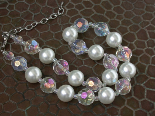 Herm Antiguo Collar Perlas Perlones Cristales Facetados Luli