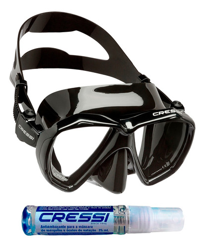 Máscara De Mergulho Cressi Ranger Black + Anti Fog Sea Gold