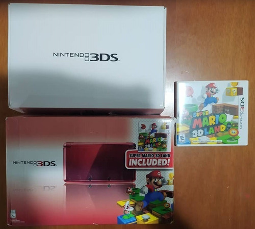 Nintendo 3ds Original Rojo Llama Con Super Mario 3d Land