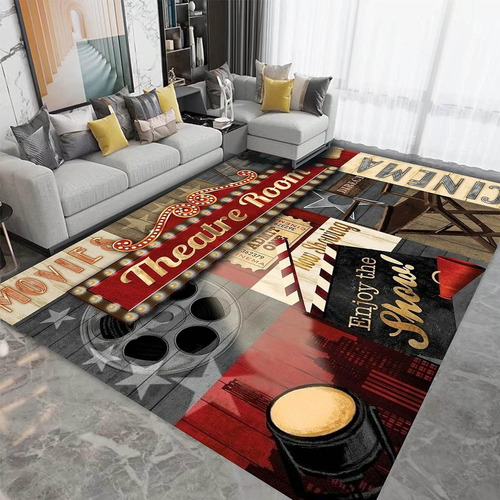 Vintage Cinema Home Movie Theater Modern Area Rugs Soft...