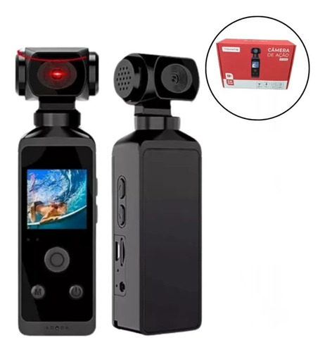 Câmera De Ação Tomate 5 Uhd De Bolso Pocket 360 5k Lcd 1.3 Cor Preto