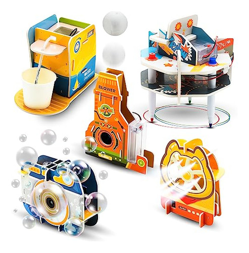 5 En 1 3d Puzzle Science Kit Diy Batería Y Motor Powered