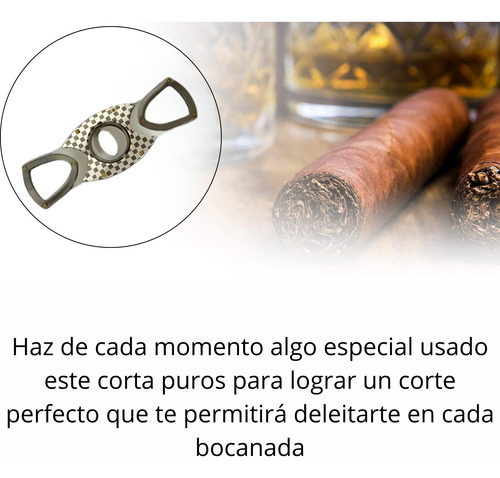 Corta Puros Habano Cigarros - Doble Hoja Metálica Negro Metalizado