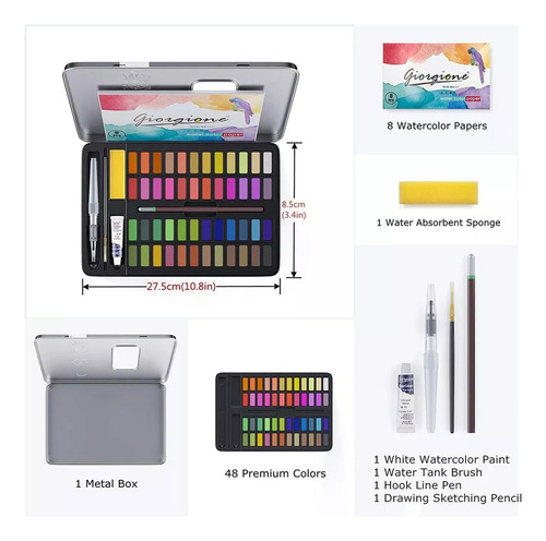 Xing Juego Profesional De Pinturas De Acuarela De 48 Colores