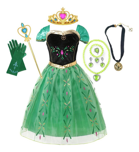 Vestido Anna Snow Queen Para Niños