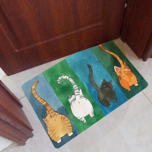 Felpudo De Bienvenida Antideslizante Con Diseño De Gato