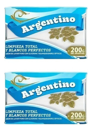 Jabón En Pan Para Lavar Blancos Argentino 200gr Pack X2u