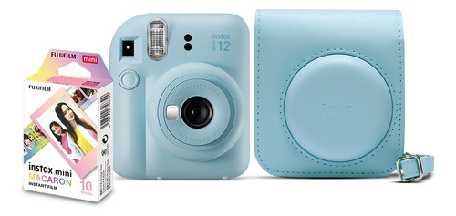 Câmera instantânea Fujifilm Instax Kit Instax Mini 12 + 10 films + bolsa azul candy