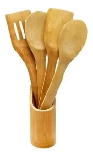 Set Por 4 Utensilios De Cocina Cucharas De Madera Palo
