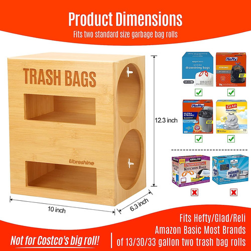 Dispensador De Bolsas De Basura 2 En 1, Soporte Para Rollos