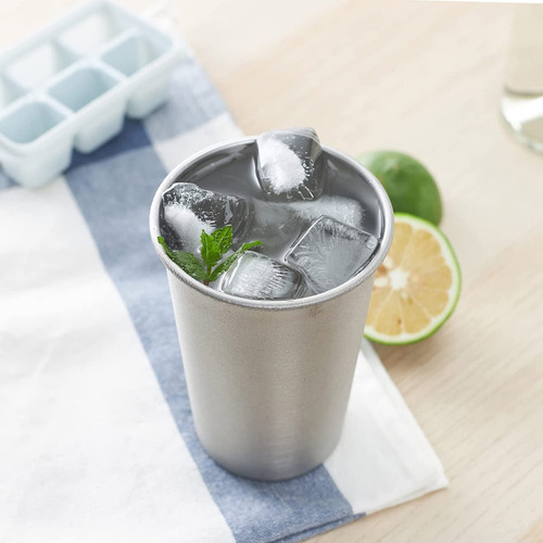 Juego De 4 Vasos De Acero Inoxidable De 500ml Fáciles De