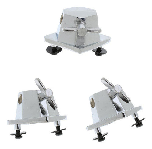 - 3pcs Chrome Pierna Soporte De Montaje Tom Drum Set Pieza