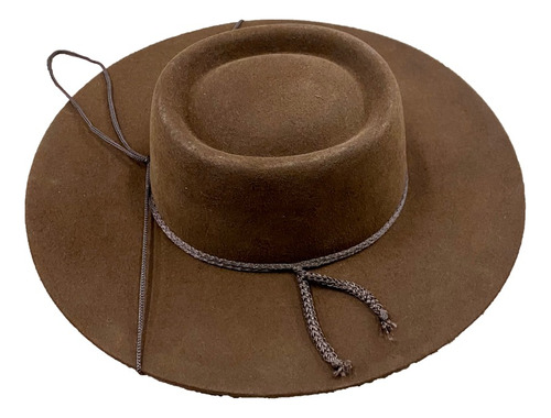 Sombrero Huaso Paño Ala Corta 9cm-copa 11 Cm- Color Café-.