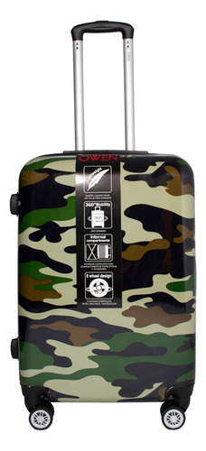 Owen Valija De Viaje Grande Estampada Rígida Ow40006 24 Color Blanco Camuflada Verde