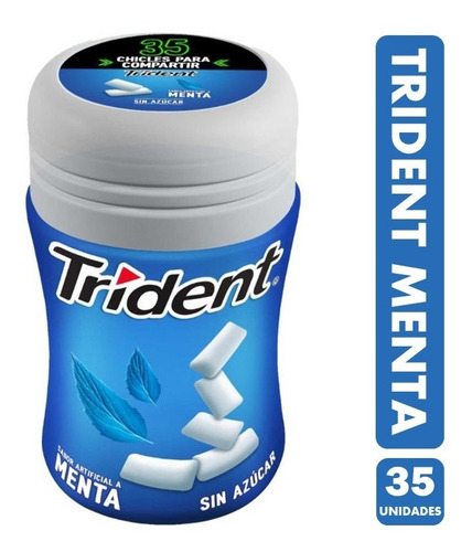 Imagen 1 de 1 de Chicle Trident Sabor Menta Sin Azúcar (frasco Con 35 Uni).