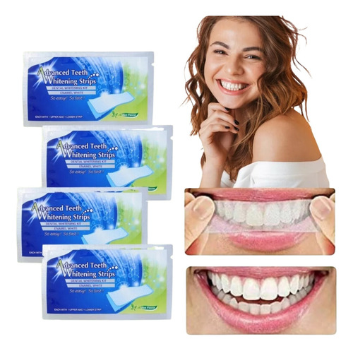 Tiras Blanqueadoras Dental Dientes Tratamiento 3d 4 Sobres