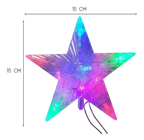 Imagen 2 de 5 de Estrella Con Luces Led Navidad Puntal Intermitente Árbol