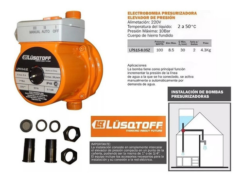 Bomba presurizadora Lüsqtoff LPS15-8.5Z - 220V