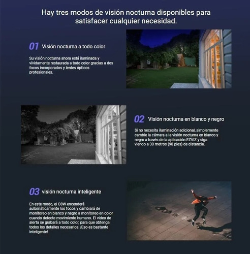 Imagen 6 de 7 de Camara Ip Pt Ezviz C8w 2k 4mp Ai Audio Noctura Color Wifi