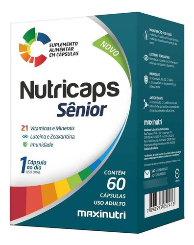 Nutricaps Senior Polivitaminico Imunidade 60 Caps Maxinutri