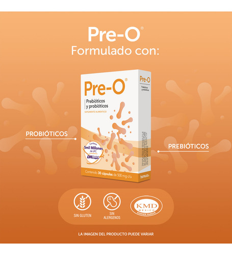 Pre-o Prebióticos Y Probióticos 30 Capsulas Sabor Sin Sabor