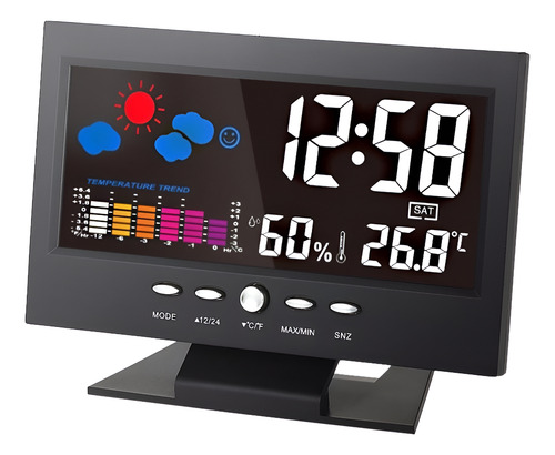 Reloj Termometro Digital Lcd Con Higrometro/alarma Interior