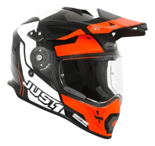 Capacete Just1 J34 Preto/laranja (com Viseira)