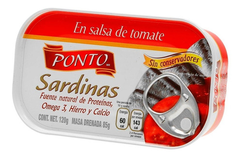 Sardina En Tomate Ponto Lata 120 Gr 5 Pack Ipg