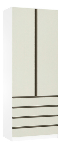 Guarda Roupa Modulado 2 Portas 4 Gavetas 90cm Prime Luciane Cor Branco Ff/kashmir