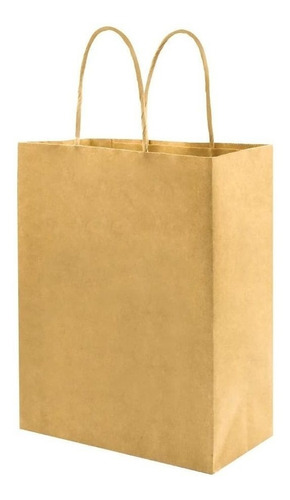 Bolsa Bagmad B300-120 Paquete de 100 bolsas de papel kraft marron medianas con asas 25.4 x 20.3 x 12 cm